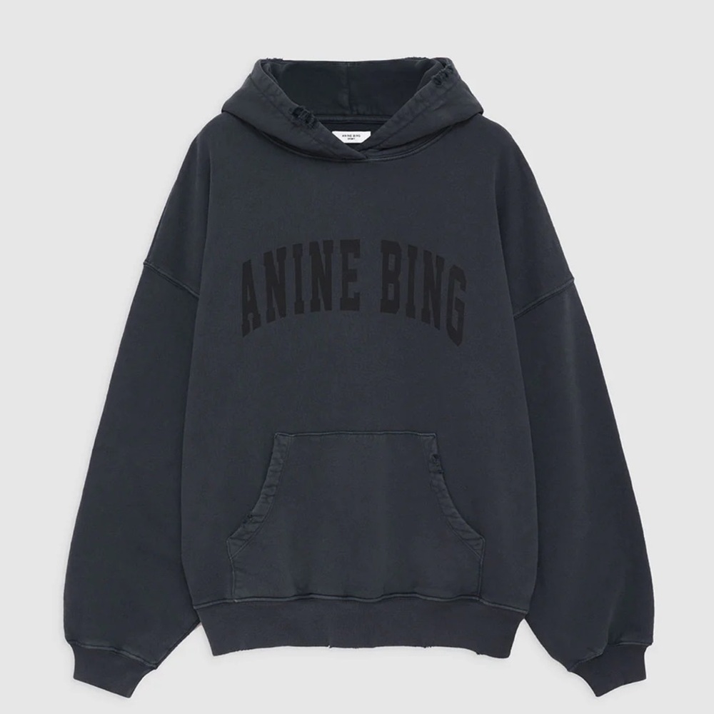 Anine Bing Harvey Sweatshirt Dark Washed Black -size L